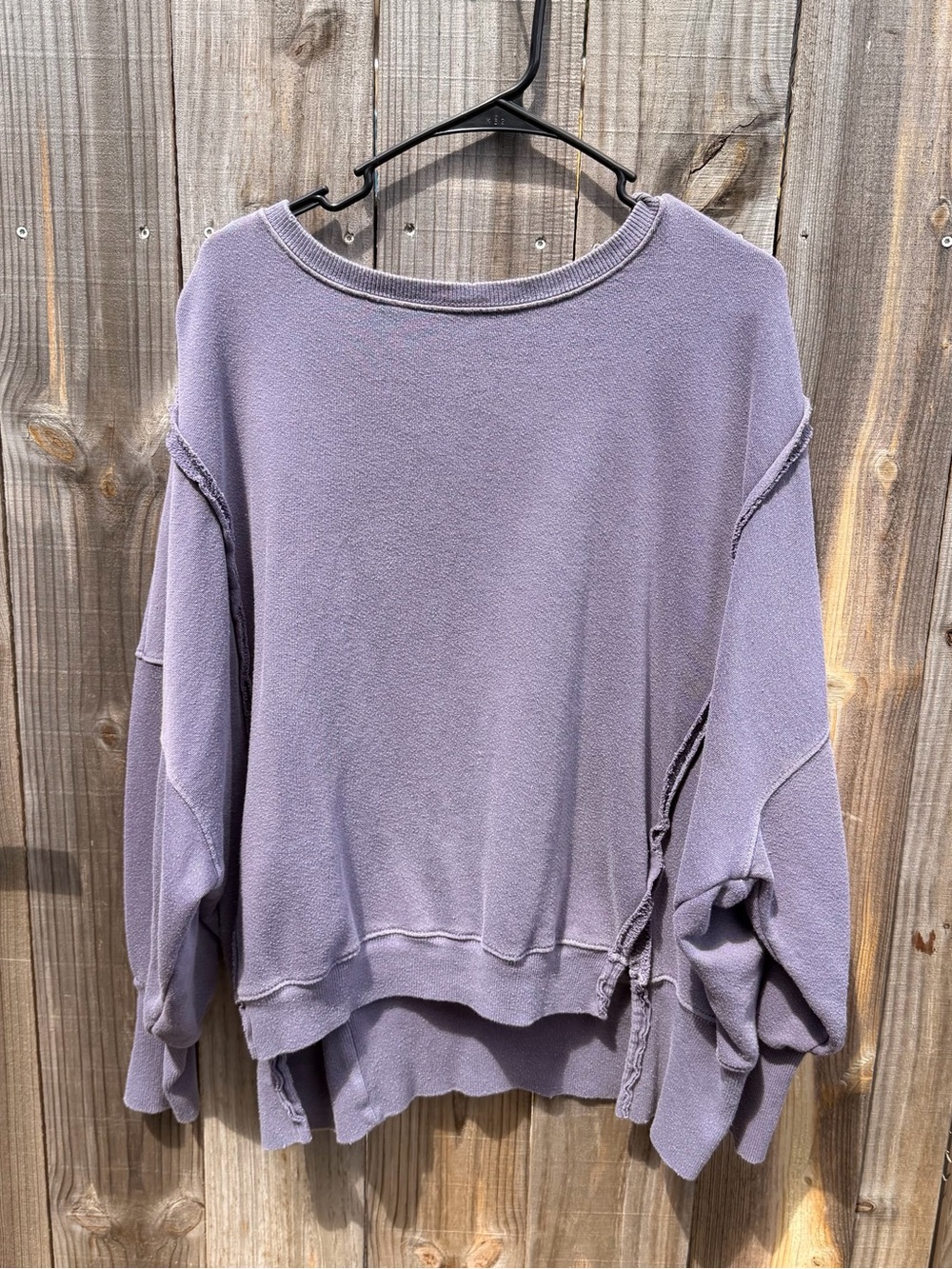We The Free Faded Lilac Raw-Edge Crewneck Sweatshirt